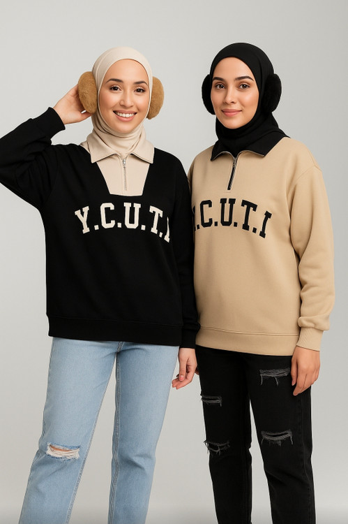 دورس Y.C.U.T.I دو رنگ مشکی و کرم از فروشگاه پوشاک الغدیر تدینیان در اصفهان، مناسب استایل پاییزی زنانه و اسپرت.